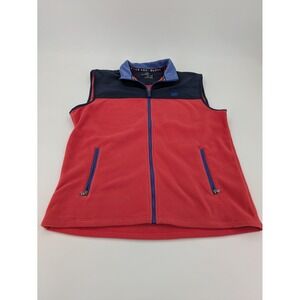 Southern Tide Vest Fleece Nylon Colorblock Mens L Orange Navy Full Zip Pocket